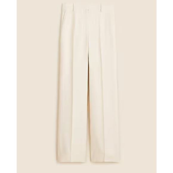 J Crew Cuff Wide Leg Trousers 8 8T T8 Tall Cream White NWT Pants CK875 J.Crew - Picture 4 of 5